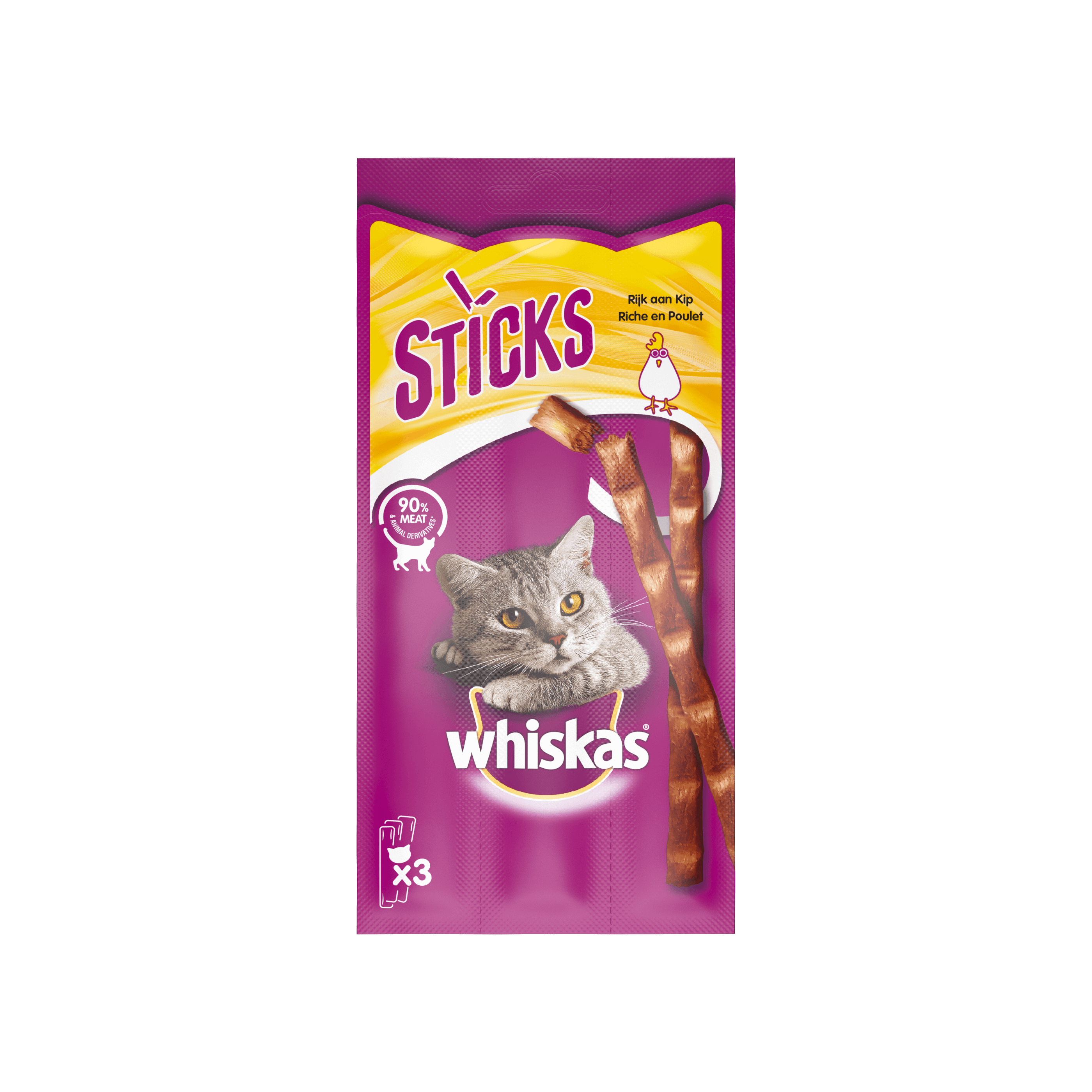 WHISKAS® Sticks met Kip 3x6g